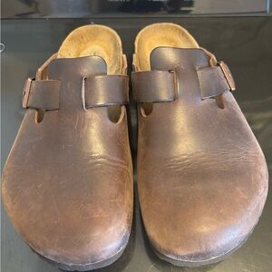 Boston Birkenstocks Brown Leather Slip-On Shoes